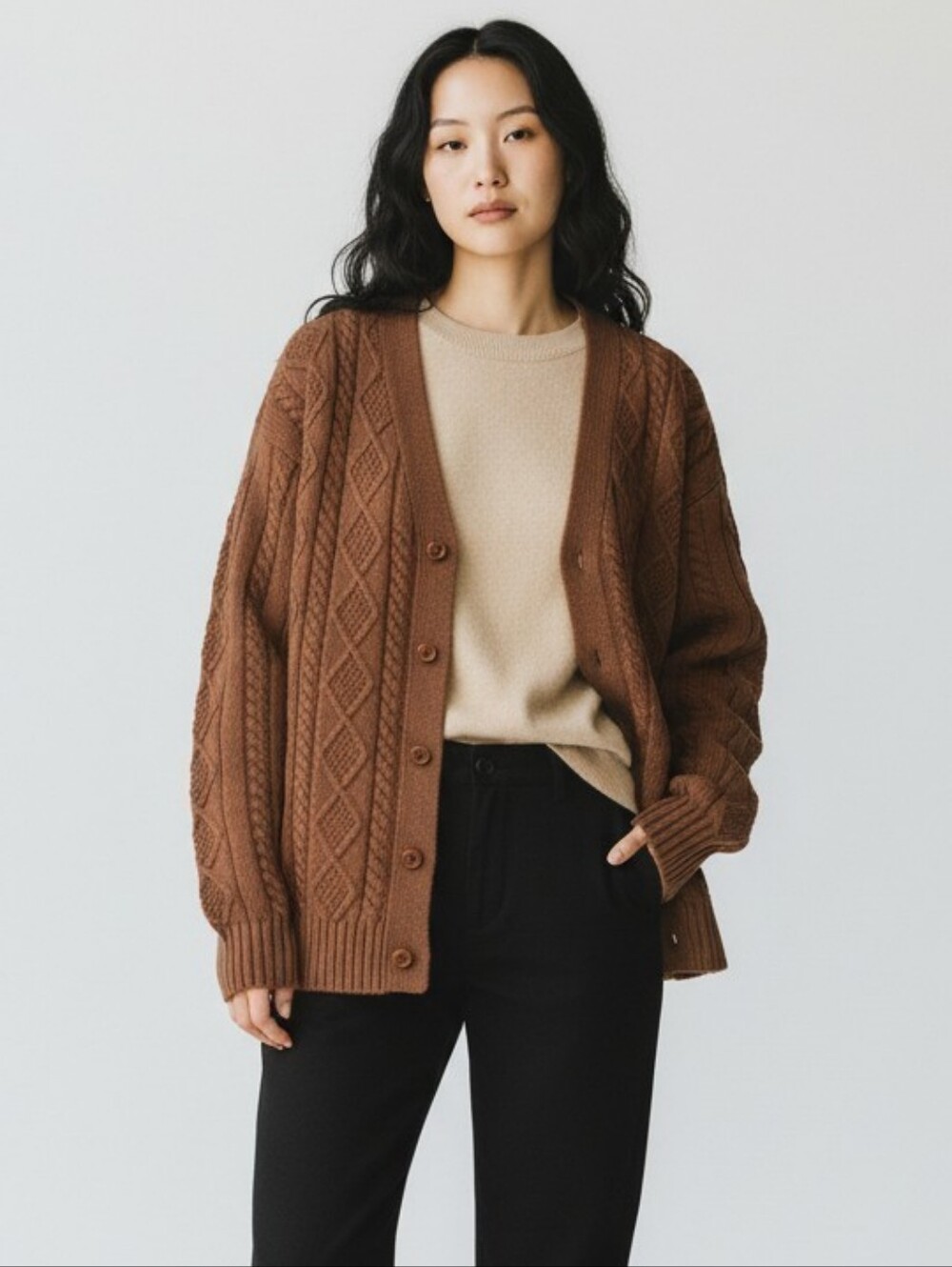 Aritzia Sunday Best Lamora Cardigan Merino Wool Brown XS